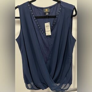 JM Collection intrepid blue blouse